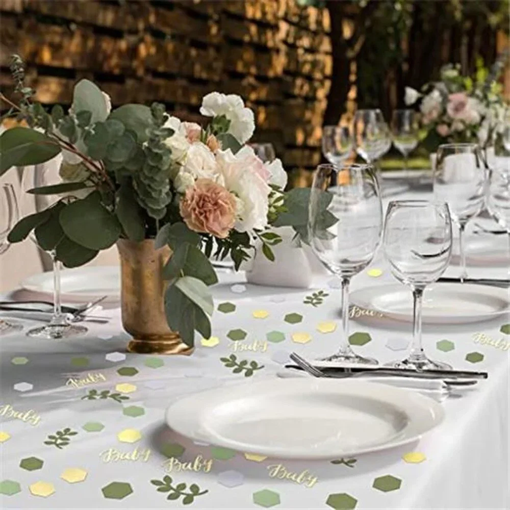 Baby Shower Confetti 220pcs Greenery Eucalyptus Gold Table Decorations Party